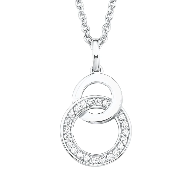 s.Oliver Chain with pendant Women Sets, with Zirconia synth., 42+3 cm, Silver, Comes in jewelry gift box, 2025992