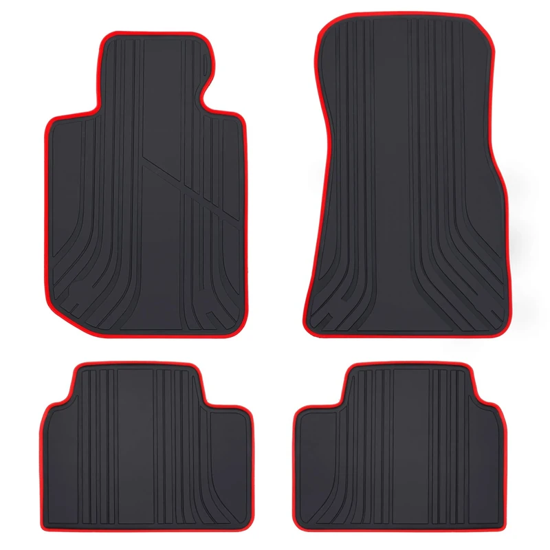 San Auto Car Floor Mat Custom Fit for BMW 3/4 Series F30 F31 F32 F33 F36 2019 Black Red Floor Liners Rubber All Weather Heavy Duty Odorless