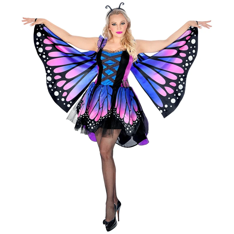 Widmann - Butterfly Costume Dress with Tutu Wings Headband with Antennae Animal Butterfly Theme Party Carnival