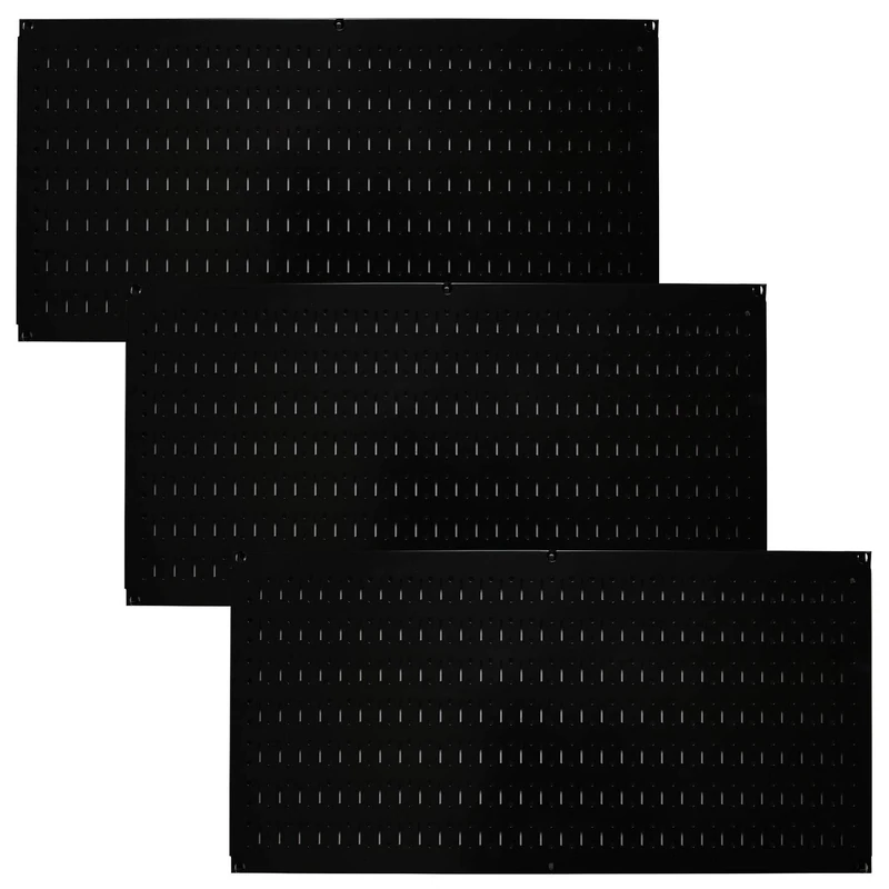 Wall Control Pegboard Value Pack - (3) Pack of Wall Control 16-Inch Tall x 32-Inch Wide Horizontal Black Metal Wallboards for Home & Garage Tool Storage Organization (Black Pegboard)