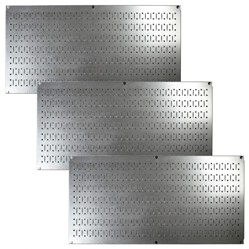 Wall Control Pegboard Value Pack - (3) Pack of Wall Control 16-Inch Tall x 32-Inch Wide Horizontal Steel Pegboards for Wall Home & Garage Tool Storage Organization (Metallic Galvanized Pegboard) - Image 1