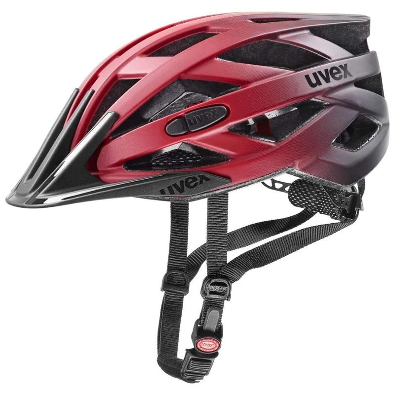 uvex i-vo cc - lightweight all-round helmet for women and men - individually adjustable fit - expandable with LED light - red black - 52-57 cm