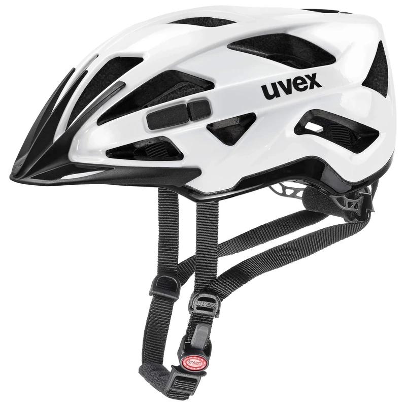 uvex Active - Secure All-Round Bike Helmet for Men & Women - Individual Fit - Upgradeable with an LED Light - White Black - 56-60 cm