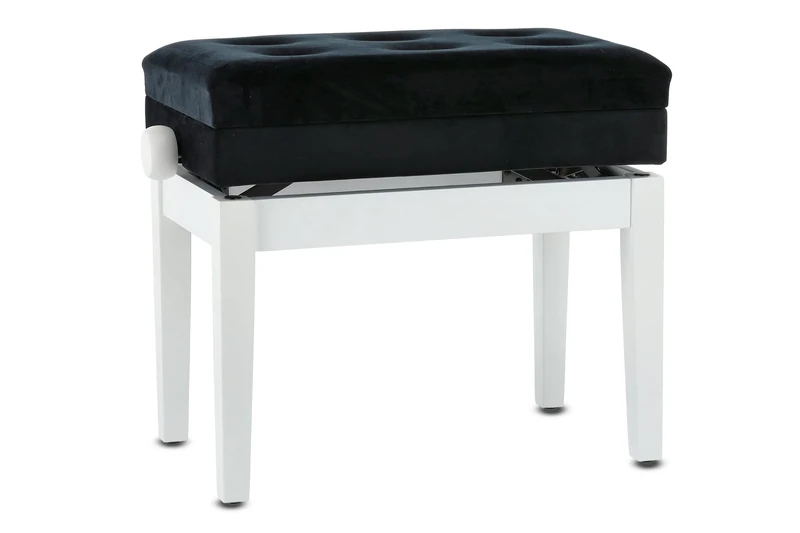 GEWA Piano Bench Deluxe Compartment, white matte, with sheet music compartment