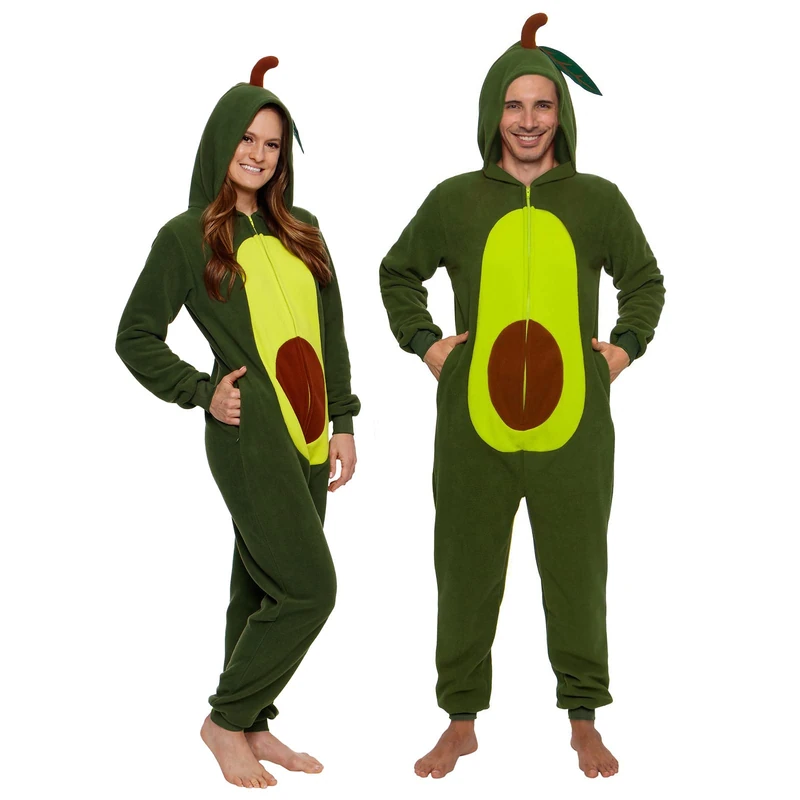 Funziez! Silver Lilly Avocado One Piece Costume - Unisex Adult Plush Novelty Food Pajamas - green - XL - Image 1