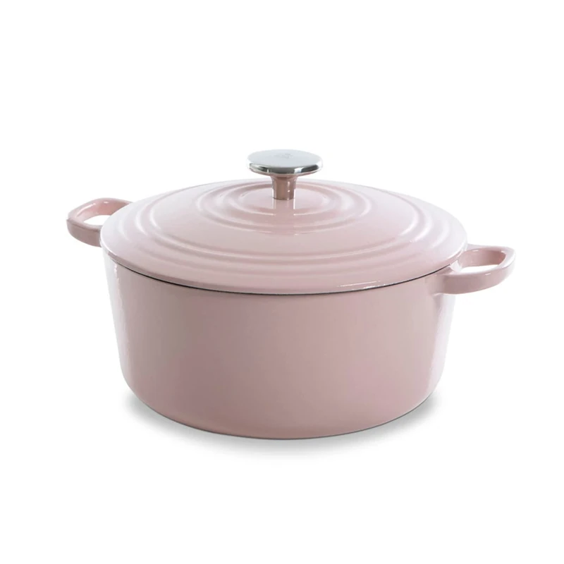 BK Cookware German Enamelled Iron, 24 cm/4.2 Litre Dutch Oven Casserole Dish with Lid, Induction, Dishwasher & Oven Safe, Dusty Pink