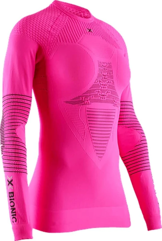 X-Bionic Energizer 4.0 Shirt Round Neck Long Sleeves Women Baselayer Functional Sport T-Shirt - Neon Flamingo/Anthracite, Small