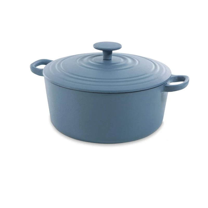 BK Cookware German Enamelled Iron, 24 cm/4.2 Litre Dutch Oven Casserole Dish with Lid, Induction, Dishwasher & Oven Safe, Denim Blue
