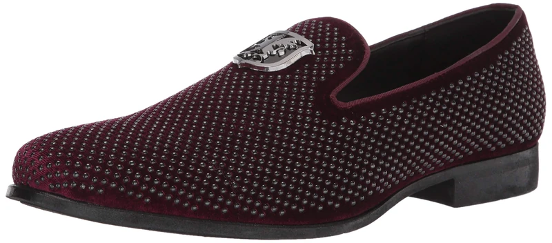 Stacy Adams Men's Swagger Studded Ornament Slip-on Driving Style Loafer, Burgundy-Black, 8 UK