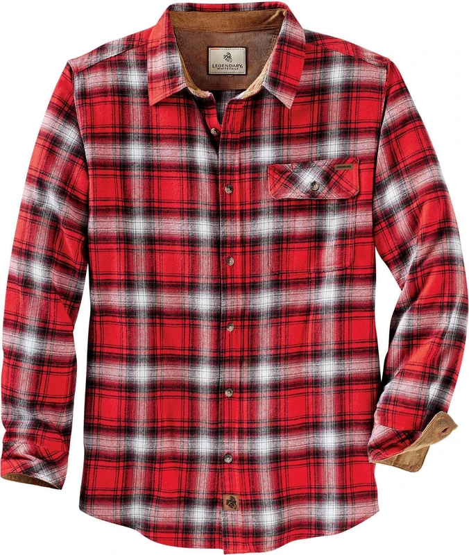 Legendary Whitetails Men's Big & Tall Buck Camp Flannel Shirt, Racing Red Plaid, 3X-Large Tall