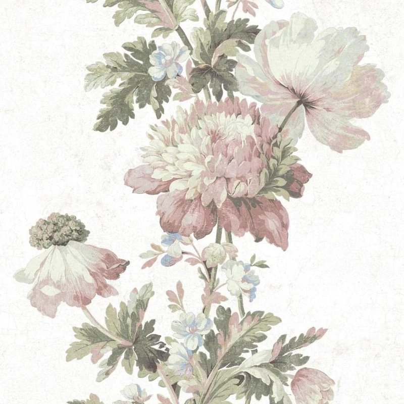 RoomMates RMK11426RL Pink Vintage Floral Stripe Peel and Stick Wallpaper