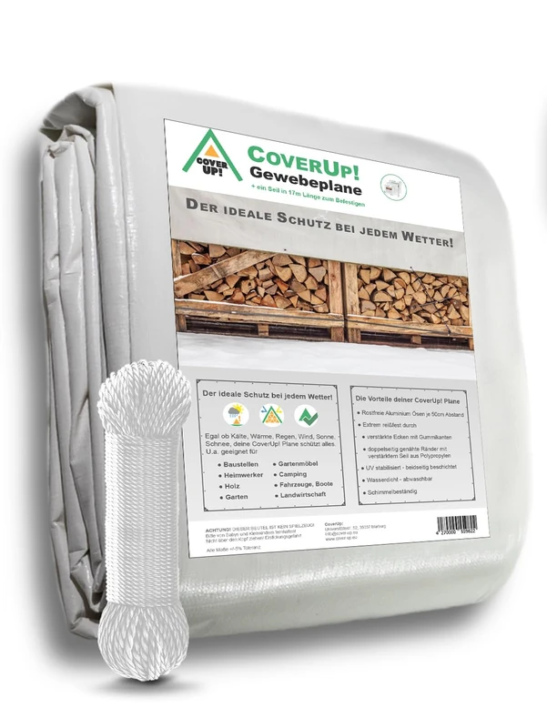 CoverUp! Tarpaulin 4 x 5 m White - Waterproof Heavy Duty Tarp