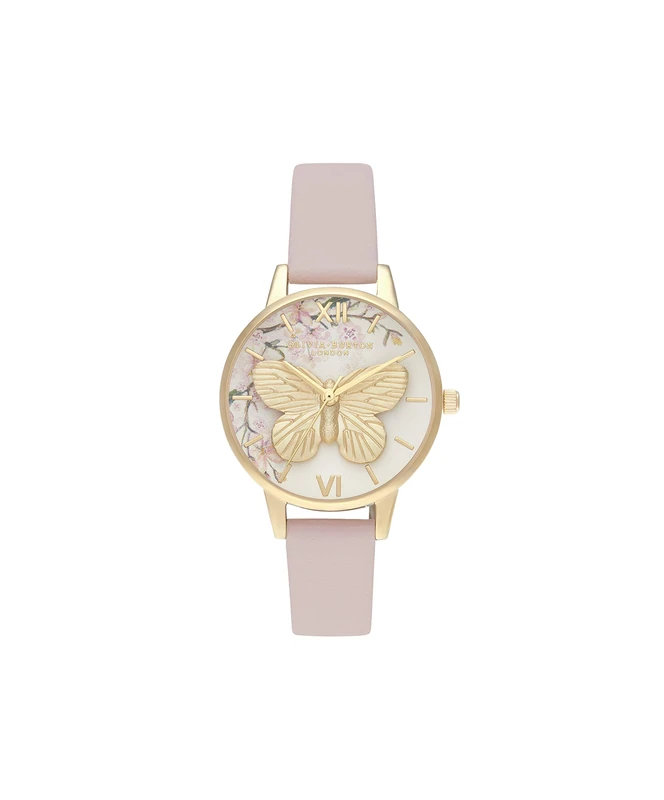 Olivia Burton Analogue Quartz Watch for Women with Pink Vegan Leather Strap - OB16EG125