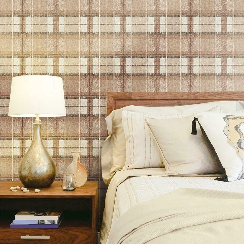 ROOMMATES Tweed Plaid Adhesive Wallpaper