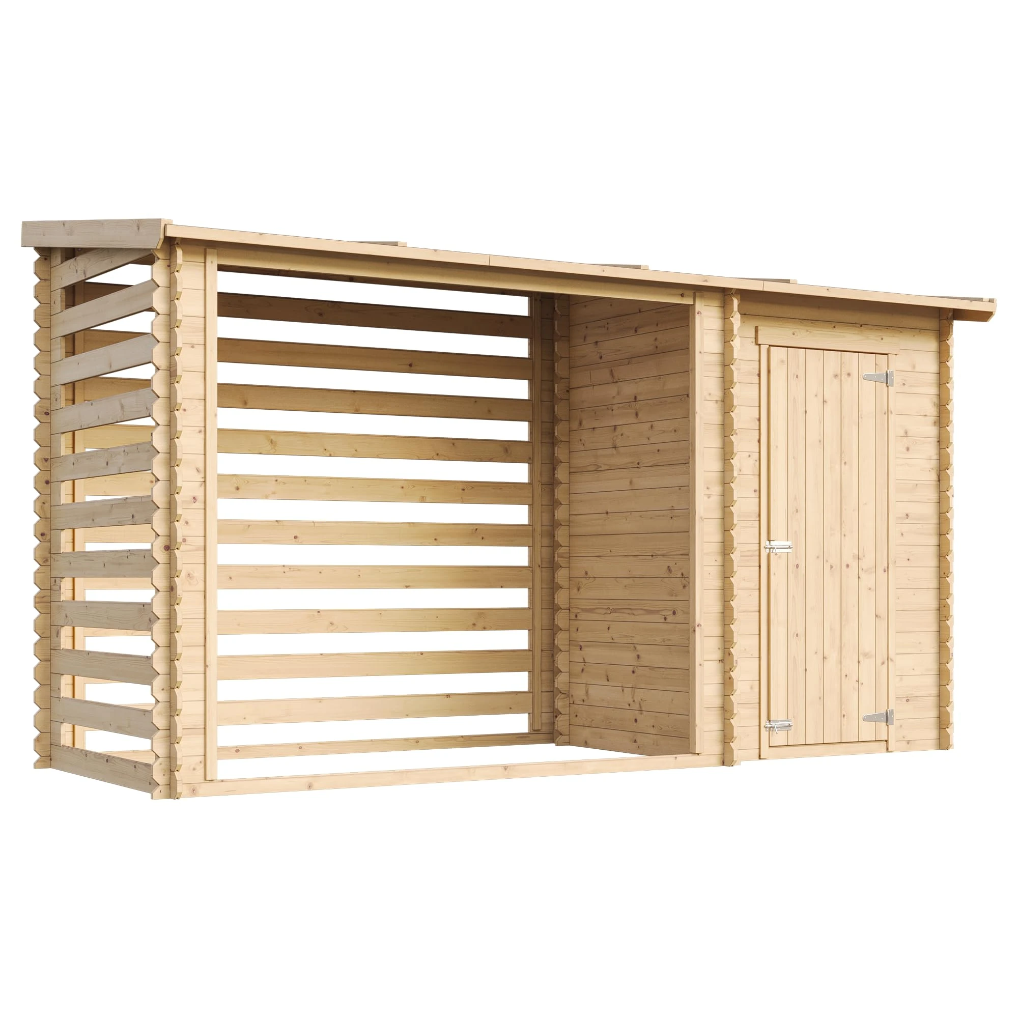 Wooden Garden Shed and Log shed, 19 mm planks - Sheds and Outdoor Storage - 11'5 x 4'9 x H6'6 ft /3.64 m2 (4.9 m3 capacity), Bike storage, Waterproof roof - TIMBELA M205