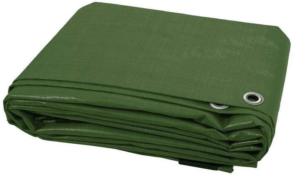 3 x 3 m Green Tarpaulin Waterproof Heavy Duty Tarp Sheet Cover, Groundsheet - Waterproof, Weatherproof, Frost-Resistant, UV Protection, Universal, Multipurpose, Reinforced Eyelets