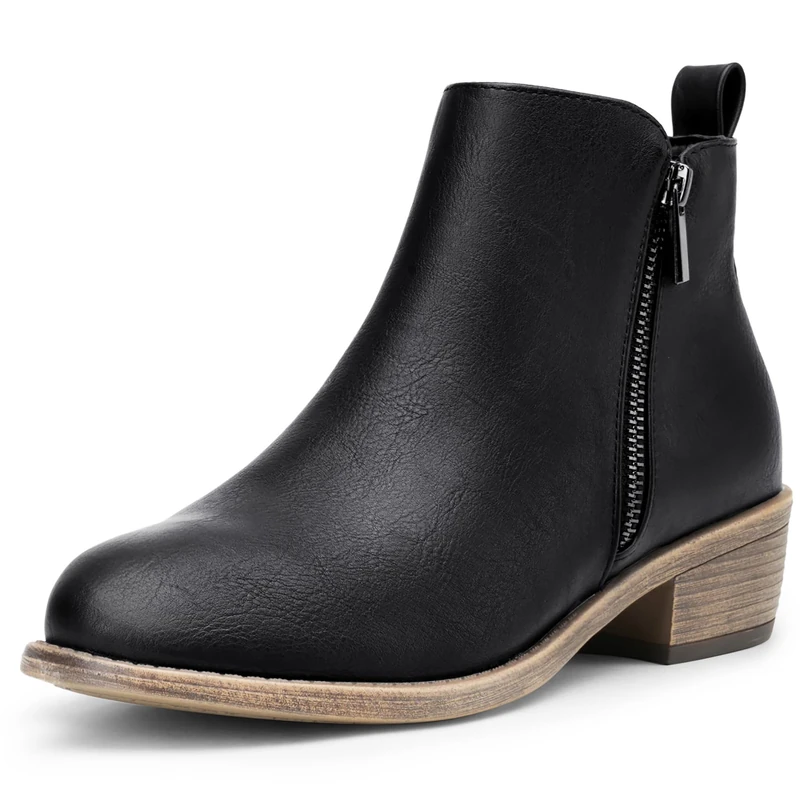 Jeossy Women's Ankle Boots, Classic Low Heeled Short Booties, Casual Comfortable Boots, Ankle Bootie-905-black, 6.5 UK