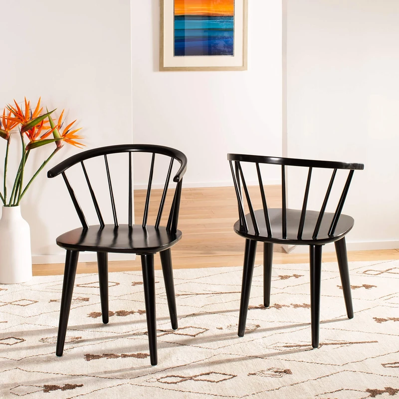 Safavieh Set of 2 Wooden Dining Chairs, in Black