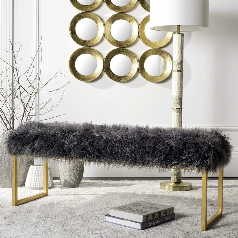 Safavieh Modern Indoor Bench, in Grey, 41 X 132 X 48.26