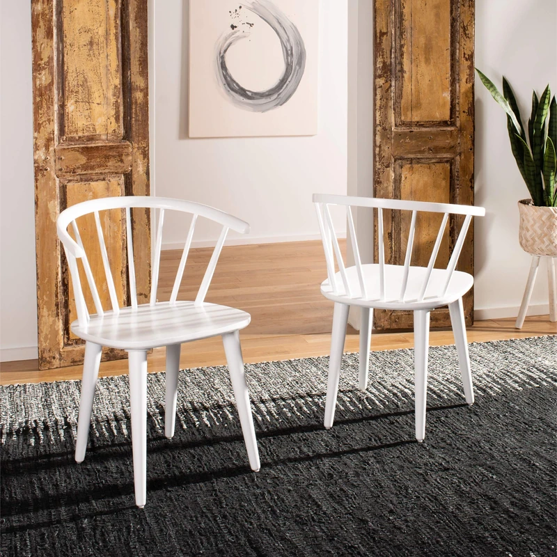 Safavieh Set of 2 Wooden Dining Chairs, in White