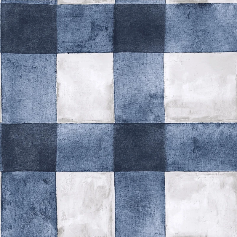 RoomMates RMK11432WP Blue Buffalo Plaid Peel and Stick Wallpaper, Blue