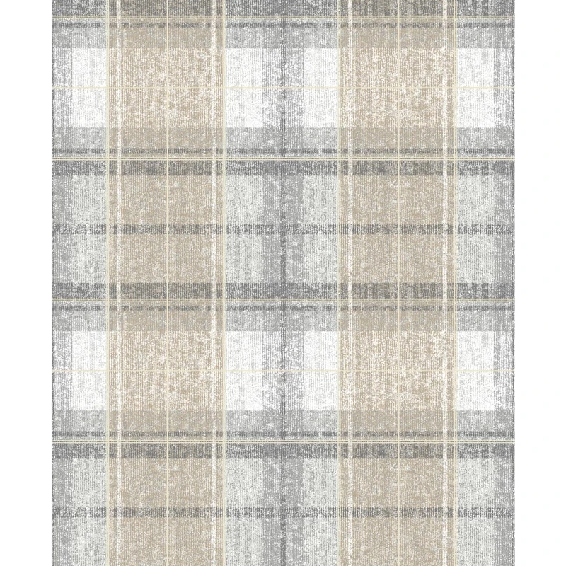 RoomMates Grey Tweed Plaid Peel and Stick Wallpaper