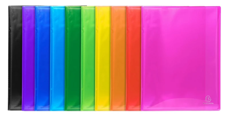 Exacompta - Ref 85570E - Iderama Collection - Semi-Rigid Display Book - 240 x 320mm in Size, Suitable for A4 Documents, 50 Pockets - Assorted Colours (Pack of 12)