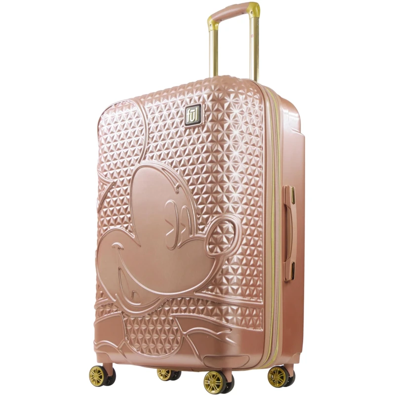 Ful Disney Mickey Mouse Rolling Luggage, Hardside Suitcase with Spinner Wheels, Rose Gold, 73.66 cm, Disney Mickey Mouse 29 Inch Rolling Luggage, Hardshell Suitcase with Spinner Wheels