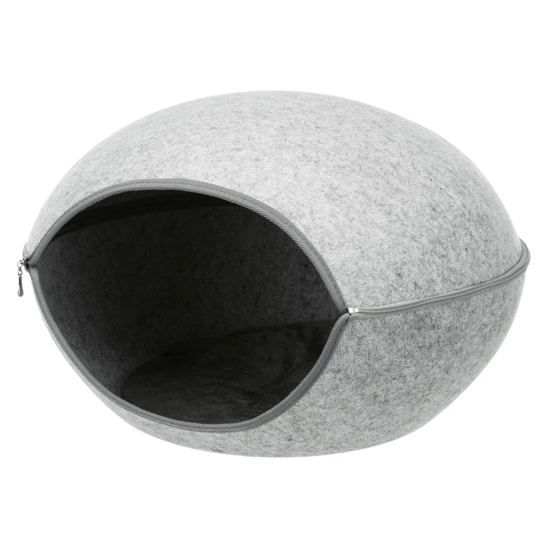 TRIXIE Luna Cuddly Cave, Felt, 58 x 39 x 54 cm, Light Grey, 1.01 kg