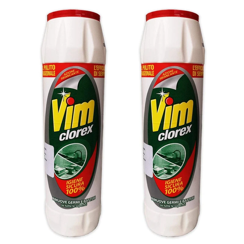 Vim Classic Scourer Extra Whitening Powder with Bleach, 750 g (Pack of 2) - Image 1
