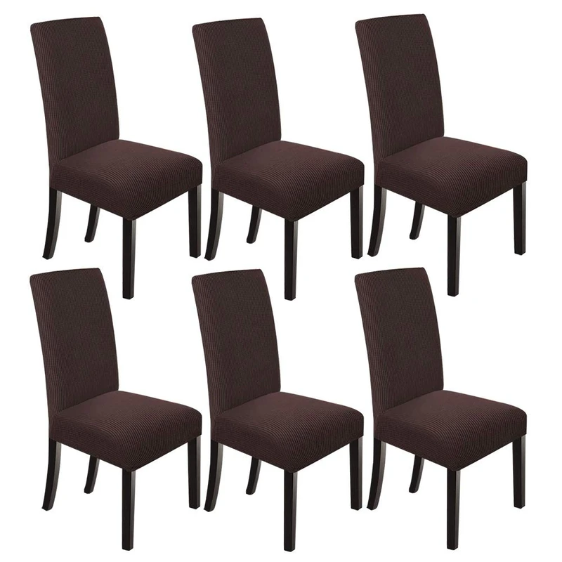 NORTHERN BROTHERS Dining Chair Covers-Stretchable Dining Room Chair Covers Set of 6 Parsons Chair Slipcover, Chocolate