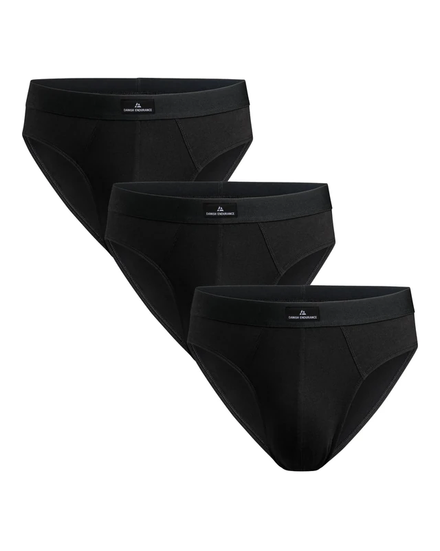 DANISH ENDURANCE Mens Briefs, Underwear Man, Soft Cotton Underpants, Y Fronts for Men, Multipack, 3 Pack, Black, XL