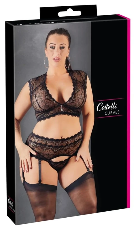 Cottelli Curves Bra Set-22131841081 Black 4XL