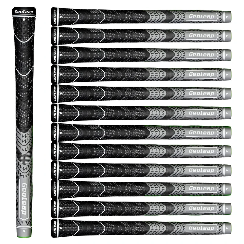 Geoleap ACE-C Golf Grips Set of 13- Cord Rubber, Hybrid Golf Club Grips, Standard/Mdisize, 10 Colors Optional. (Midsize, Gray)