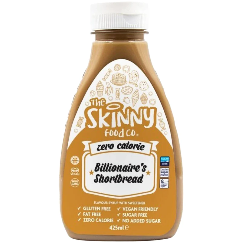 Skinny Food Co Sugar Free Billionaire Shortbread Syrup 425ml - Zero Calorie Sugar Free Coffee Syrup For Breakfast, Snacks, Drinks & Desserts - Vegan, Gluten-free, Keto & Paleo Friendly Coffee Syrup