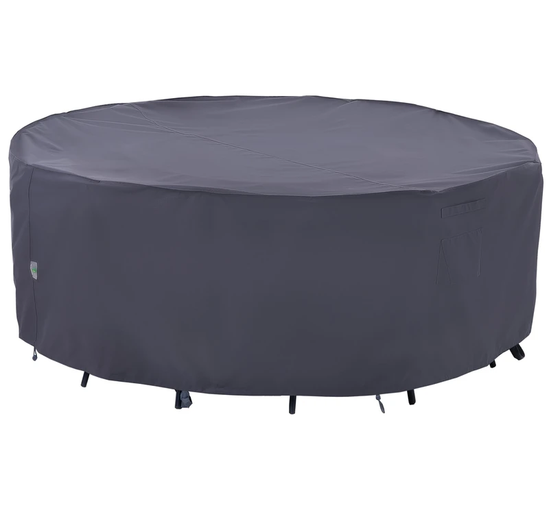 Outdoor Patio Furniture Covers, Waterproof UV Resistant Anti-Fading Cover for Large Round Table Chairs Set, Grey, 96 inch Diameter