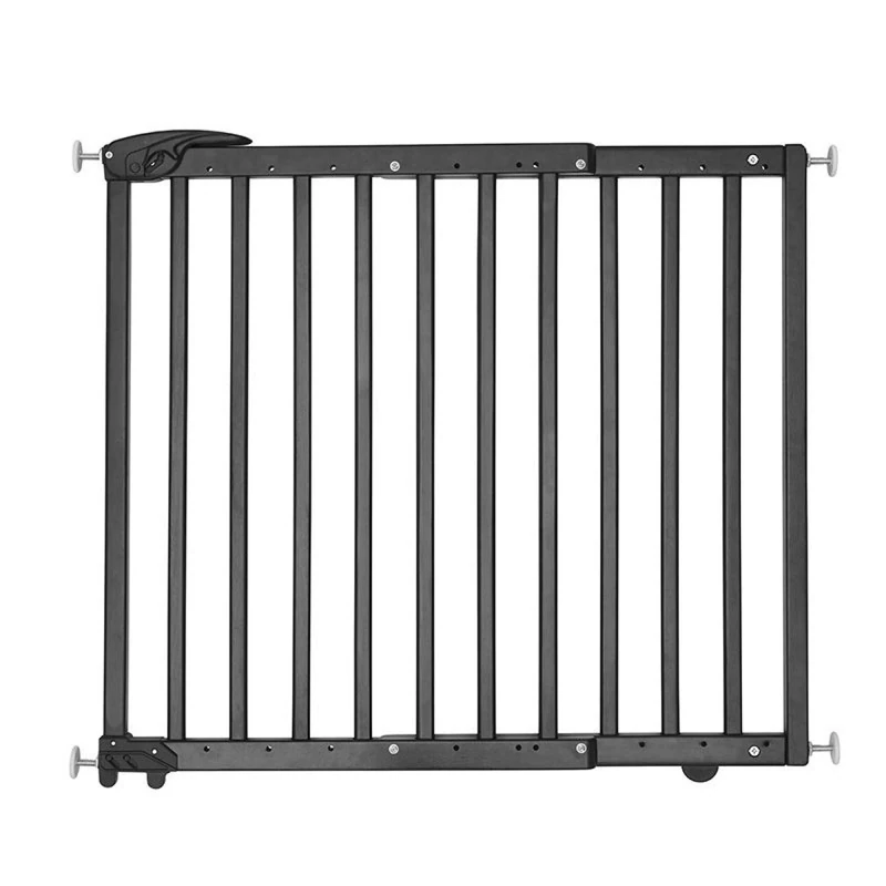 Badabulle Deco Pop Black, Wooden Extending Baby Gate | 63 to 106 cm Wide |Screw Mounted door and stair gates for baby