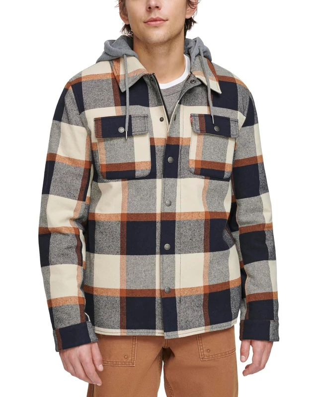 Levi's Men's Sherpa Lined Hooded Shirt Jacket (Regular & Big & Tall Sizes), Skater Plaid, M