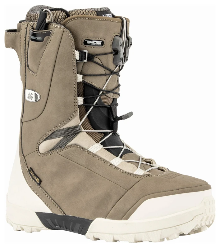 Nitro Snowboards Women's Lava Clicker TLS '20 Highend Premium All Mountain Freeride Speed Lacing System Boot Snowboard Boat, Sand-White, 23.5 - Image 1
