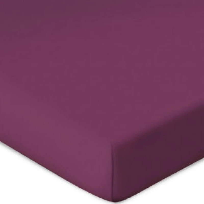 Bassetti Topper 9302370 Fitted Sheet Plain Berry 542 Made of Cotton and Elastane in Berry Colour, Dimensions: 180 cm x 200 cm, 200 cm x 220 cm