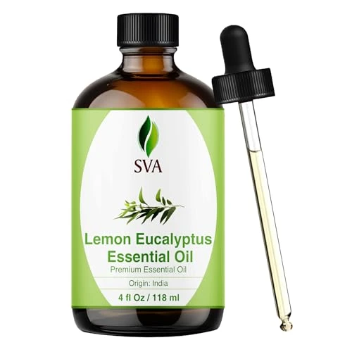 SVA Lemon Eucalyptus Essential Oil – 4 Fl Oz – 100% Natural Citriodora Oil - for Diffuser, Hair Care, Face, Skin Care, Aromatherapy, Scalp and Body Massage, Soap and Candle Making – with Dropper