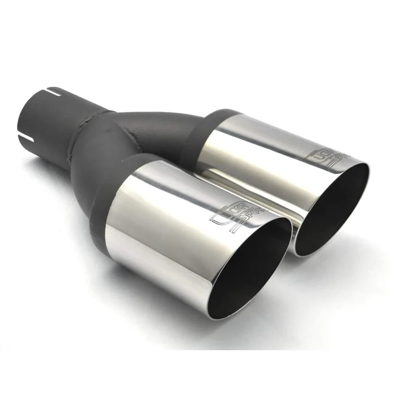 Ulter Sport Exhaust finisher - Double Round Ø80mm Slanted - Length 280mm - Installation ->50mm - Inox
