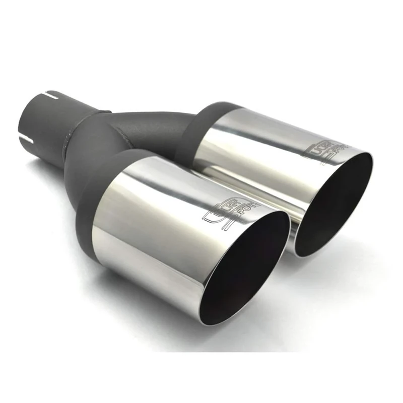 Ulter Sport Exhaust finisher - Double Round Ø90mm Slanted - Length 290mm - Installation ->50mm - Inox