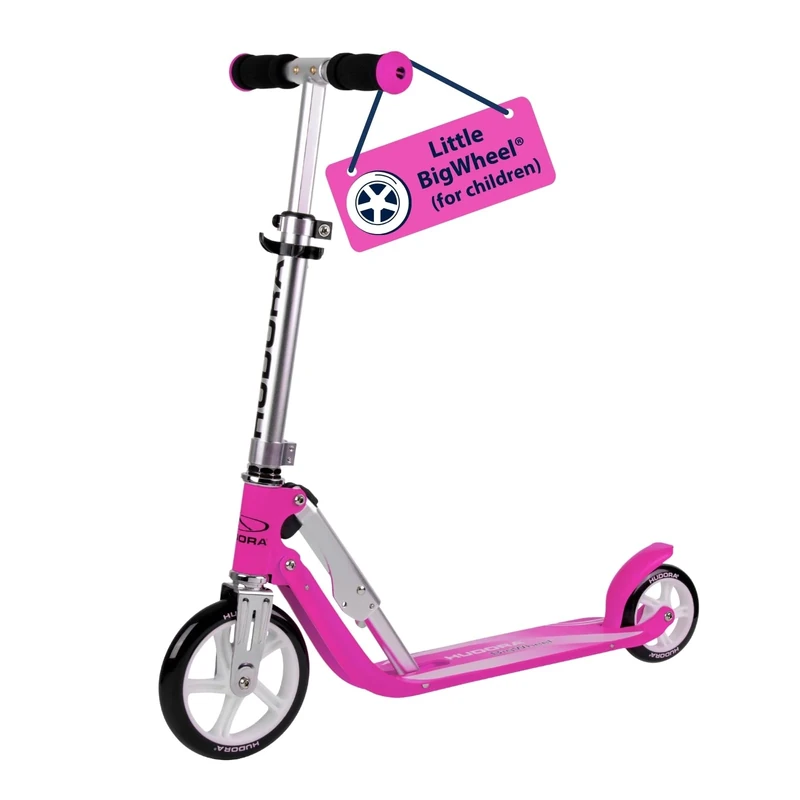 HUDORA Little BigWheel Scooter - Safe aluminium scooter for children from the age of 3 - Height-adjustable & foldable city scooter for up to 100kg - Stable scooter with large tyres