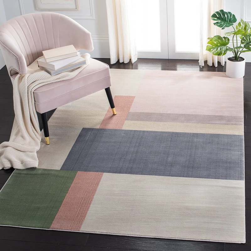 Safavieh Art Deco Indoor Woven Rectangle Area Rug, Orwell Collection, ORW300, in Ivory / Charcoal, 122 X 183 cm for Living Room, Bedroom or Any Indoor Space