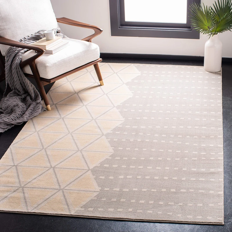 Safavieh Art Deco Indoor Woven Rectangle Area Rug, Orwell Collection, ORW305, in Grey / Ivory, 122 X 183 cm for Living Room, Bedroom or Any Indoor Space