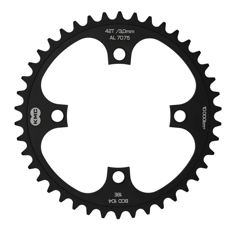 KMC 104pcd 4 Arm Wide E-Bike Chainring, Black, 42t