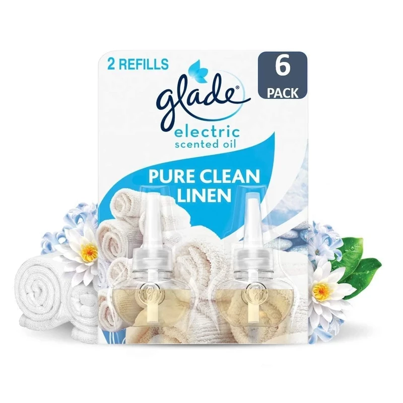 Glade Plug in Air Freshener Refill, Electric Scented Oil Room Air Freshener, Clean Linen, Pack of 6 Duos (12 x 20ml)