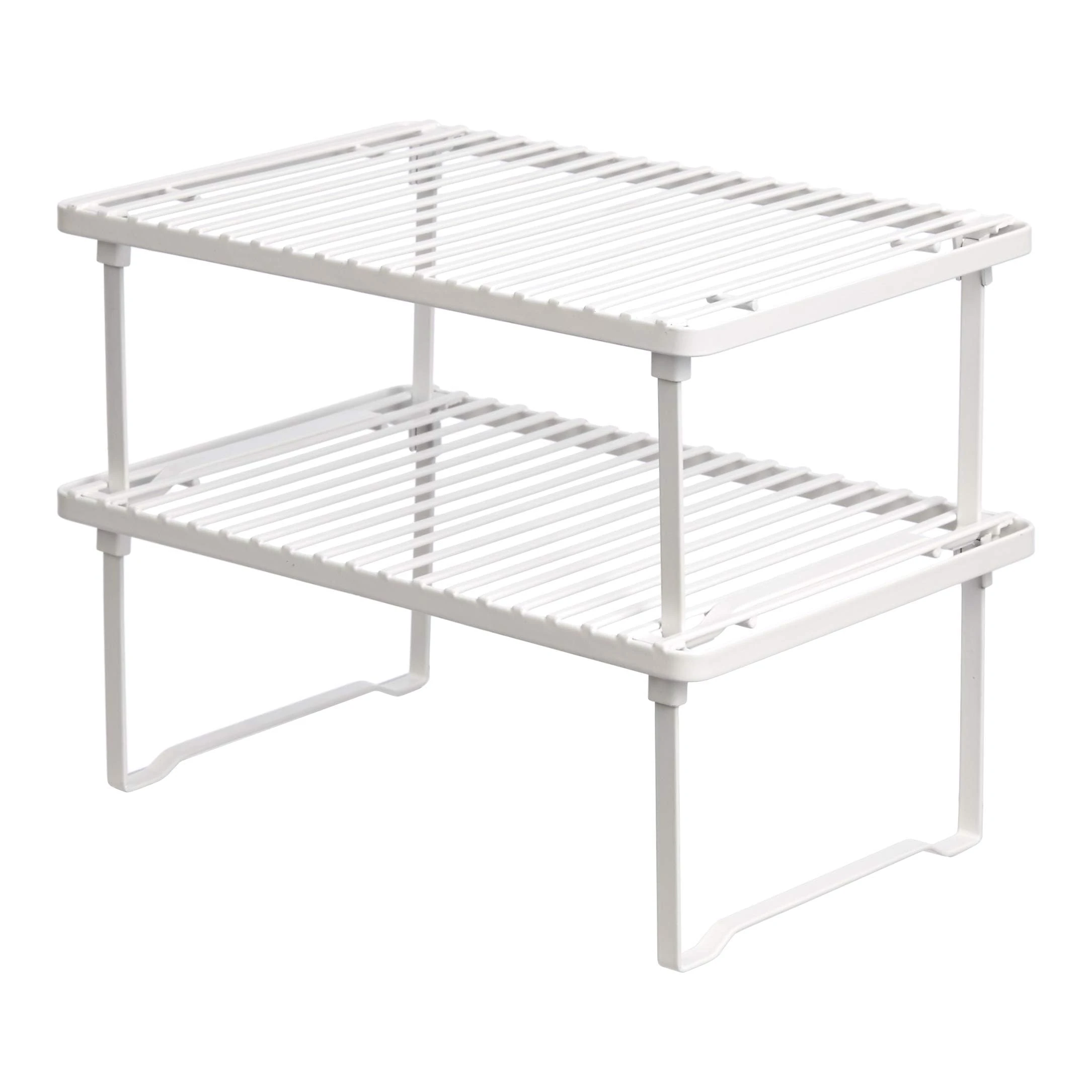 Amazon Basics Stackable Kitchen Storage Shelves, Pack of 2, 20.3 D x 31.6 W x 11.4 H cm, Metal, White