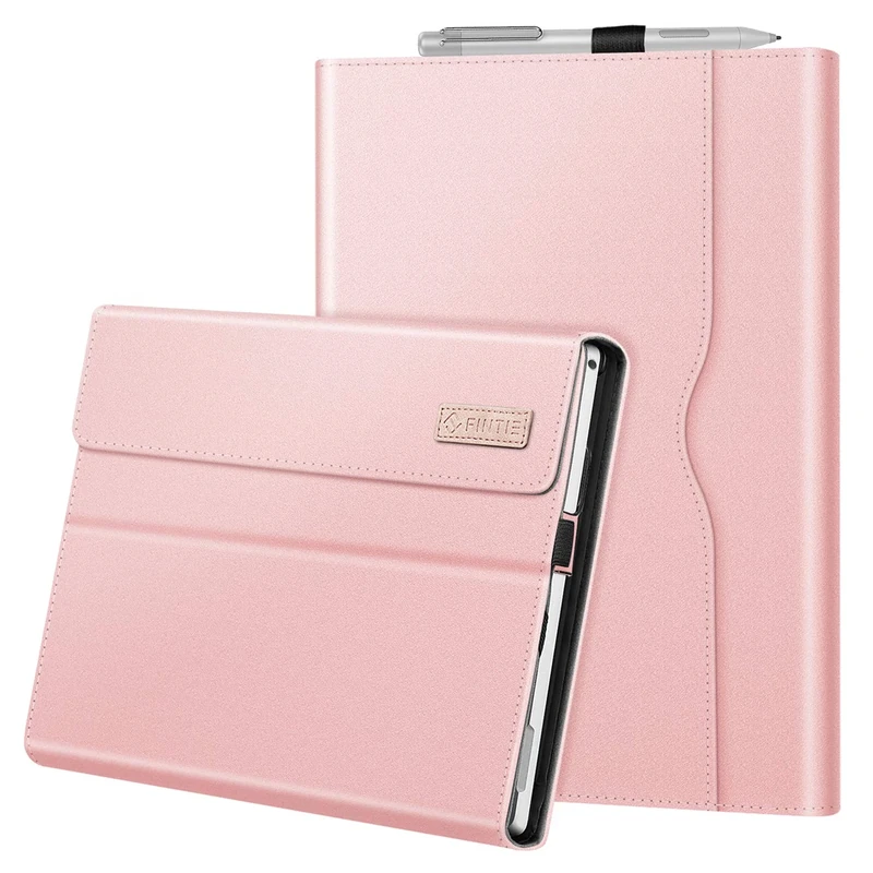 FINTIE Case for Microsoft Surface Pro 7+/Surface Pro 7/Pro 6/Pro 5/Pro 4/Pro 3 - Multi-Angle Adjustable Protective Case Magnetic Closure Cover with Document Pocket, Rose Gold